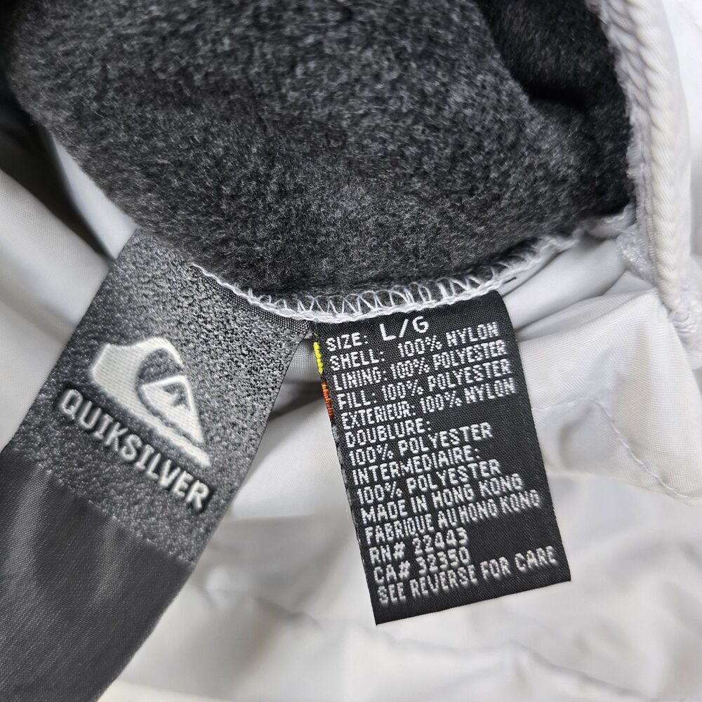 Vintage Quicksilver Y2K Reversible Puffer Zip Jacket Mens Sz L Gray Embroidered - Picture 7 of 9